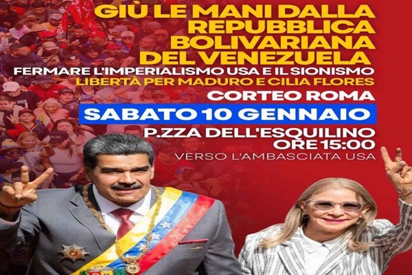 A march is being called in Italy against the U.S. aggression toward Venezuela